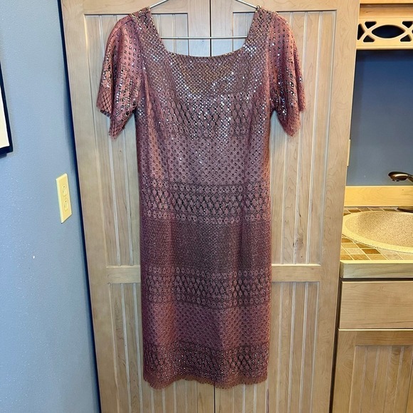 Elegant Lace Mini Dress in Mauve - Picture 1 of 16